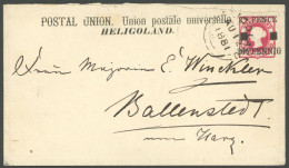 HELGOLAND U 2I BRIEF, 1881, 20 Pf. Auf 10 Pf. Rot, Pfennig In Gleichmäßigen Typen, Auf Brief Nach Ballenstedt, Oben Leic - Helgoland