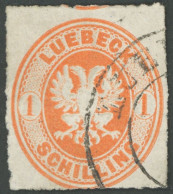 LÜBECK 9A O, 1863, 1 S. Rötlichorange, Feinst, Mi. 200.- - Lubeck