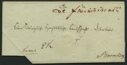 PREUSSEN De Friedrichsbruch, Handschriftlich In Rot Auf Briefhülle Nach Bromberg, Pracht - Préphilatélie