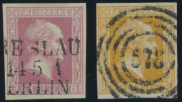 PREUSSEN 6a,8a O, 1857, 1 Sgr. Rosa Und 3 Sgr. Gelborange, 2 Prachtwerte - Gebraucht