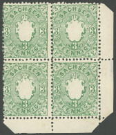 SACHSEN 14a VB , 1863, 3 Pf. Grün Im Postfrischen Viererblock Aus Der Rechten Unteren Bogenecke, Feld 100 Mit Plattenfeh - Saxe