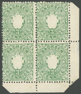 SACHSEN 14a VB , 1863, 3 Pf. Grün Im Postfrischen Viererblock Aus Der Rechten Unteren Bogenecke, Feld 100 Mit Plattenfeh - Sachsen