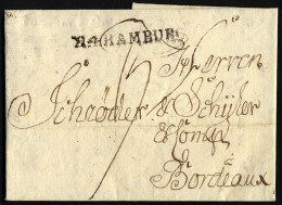 SCHLESWIG-HOLSTEIN 1804, Brief Aus Flensburg Mit L1 R4 HAMBURG Nach Bordeaux, Pracht - Precursores