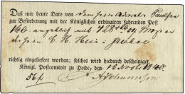 SCHLESWIG-HOLSTEIN HEIDE, Ortsdruck Auf Einlieferungsschein (1840), Leichte Altersspuren Sonst Pracht - Préphilatélie