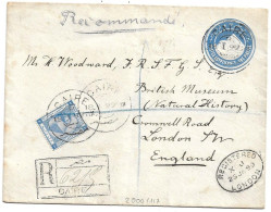 (C04) REGISTRED 1P. STATIONERY COVER UPRATED BY 1P. STAMP CAIRE/R => UK 1899 - BRITISH MUSEUM - 1866-1914 Khédivat D'Égypte