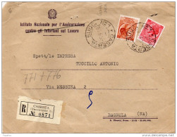 1960  LETTERA RACCOMANDATA  CON ANNULLO CASERTA  SUCCURSALE 1 - 1946-60: Marcophilia