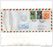 1959  LETTERA CON ANNULLO CITTA DEL VATICANO -  POSTA AEREA - PRIMO VOLO CARAVELLE 18/07/59 ROMA - GINEVRA - DUSSELDORF - Luchtpost