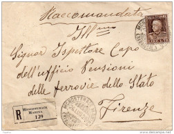 1928  LETTERA RACCOMANDATA CON ANNULLO  MONOSTERACE MARINA REGGIO CALABRIA - Storia Postale