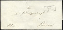 SCHLESWIG-HOLSTEIN Ca. 1849, Brief Von KIEL (R1) Nach Lunden, Rückseitig Vollständiges Lacksiegel Vom Departement Des Kr - Schleswig-Holstein