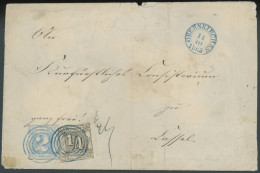 THURN Und TAXIS 26,30 BRIEF, 55 (OBERNKIRCHEN) In Blau Auf Nicht Perfektem Brief Nach Cassel Mit 1/4 Und 2 Sgr., Feinst - Storia Postale