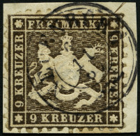 WÜRTTEMBERG 28d BrfStk, 1863, 9 Kr. Schwarzbraun, K3 NEUENBURG, üblich Gezähnt, Prachtbriefstück, Signiert, Mi. 220.- - Usati