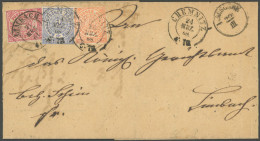 NDP 3-5 BRIEF, 1868, Dreifarbenfrankatur Auf Behändigungsschein Von LIMBACH Nach Chemnitz, Pracht - Storia Postale