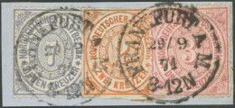 NDP 8,21/2 BrfStk, 1868/9, Dreifarben-Mischfrankatur Auf Briefstück, 2 Kr. Oben Scherentrennung Sonst Dekoratives Pracht - Altri & Non Classificati