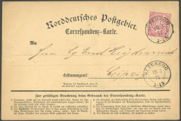 NDP 16 BRIEF, 1871, 1 Gr. Karmin Auf Correspondenzkarte Mit K2 JÜTEBORG Nach Leipzig, Rückseitiger Hufeisenstempel B. AU - Altri & Non Classificati