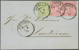 NDP 19,21 Paar BRIEF, 1870, 3 Kr. Karmin Im Waagerechten Paar Und 1 Kr. Gelblichgrün (oben Einriss) Mit K1 GIESSEN ST.P. - Storia Postale