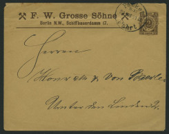 BERLIN B U BRIEF, PACKETFAHRT GESELLSCHAFT: 1891, 2 Pf. Braun, Privater Ganzsachenumschlag Von F.W. Grosse Söhne, Bedarf - Private & Lokale Post