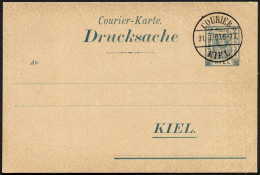 KIEL A P 26I BRIEF, COURIER: 1899, 2 Pf. Grün, Zierstrich Type I, Leer Gestempelt, Karte Feinst - Privatpost