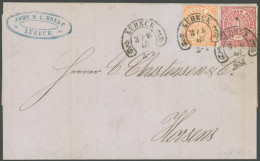 HUFEISENSTEMPEL NDP 4,15 BRIEF, LÜBECK, 3.8.69 (Sp 22-2) Auf Brief Mit Mischfrankatur 1 Gr. Karmin Und 1/2 Gr. Orange Na - Briefe U. Dokumente