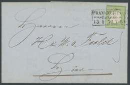 Dt. Reich 7 BRIEF, 1872, 1 Kr. Gelblichgrün, Einzelfrankatur Mit R3 FRANKFURT A.M. POSTEXPED. 1 Auf Ortsbrief, Pracht - Storia Postale