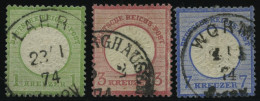 Dt. Reich 23,25/6 O, 1872, 1, 3 Und 7 Kr. Große Brustschilde, 2 Prachtwerte, Mi. 144.- - Gebraucht