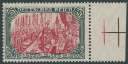 Dt. Reich 97AIb , 1906, 5 M. Friedensdruck, Karmin Quarzend, Falzrest, Pracht, Mi. 60.- - Ungebraucht