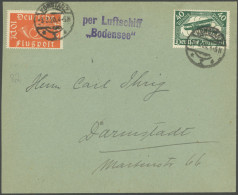 Dt. Reich 111/2 BRIEF, 1929, Flugpostmarken Auf Brief Nach Darmstadt Mit L2 Per Luftschiff Bodensee, Pracht - Other & Unclassified