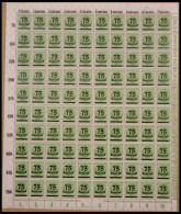 Dt. Reich 286 , 1923, 75 Tsd. Auf 300 M. Im Bogen (100), Platte 3, Rechter Rand Durchgezähnt, Mit HAN 5044.23, Mit Platt - Autres & Non Classés