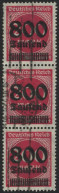 Dt. Reich 303 O, 1923, 800 Tsd. Auf 200 M. Lilarot Im Senkrechten Dreierstreifen, Obere Marke Ein Kurzer Zahn Sonst Prac - Usados