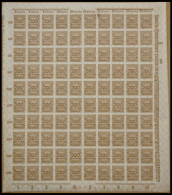 Dt. Reich 323B , 1923, 200 Mio. M. Ockerbraun, Durchstochen, Im Bogen (100), Postfrisch, Pracht - Autres & Non Classés