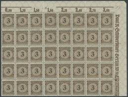 Dt. Reich 338aP , 1923, 3 Pf. Dunkelorangebraun, Oberrandbogenteil Mit 40 Werten, Dabei Feld 13 Und 18 Mit Korbdeckelspr - Unused Stamps