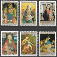 CENTRAFRIQUE - NOEL - TABLEAUX - VIERGE A L'ENFANT - N° 487 A 490 ET PA 249 A 250 - NEUF** MNH - Tableaux