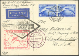 Dt. Reich 438 BRIEF, 1930, 2 RM. Südamerikafahrt, 2x Als Mehrfachfrankatur Auf DOX-Karte In Die USA, Pracht - Other & Unclassified