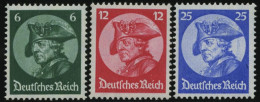 Dt. Reich 479-81 , 1933, Friedrich Der Große, Normale Zähnung, Prachtsatz, Endwert Gepr. D. Schlegel, Mi. 320.- - Ongebruikt