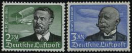 Dt. Reich 538/9x , 1934, 2 RM Lilienthal Und 3 RM Graf Zeppelin, Senkrechte Gummiriffelung, 2 Prachtwerte, Mi. 330.- - Neufs