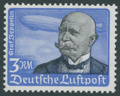 Dt. Reich 539y , 1934, 3 RM Graf Zeppelin, Waagerechte Gummiriffelung, Normale Zähnung, Pracht, Gepr Schlegel, Mi. 400.- - Unused Stamps