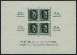 Dt. Reich Bl. 11 , 1937, Block Reichsparteitag, Marken Postfrisch, Pracht, Mi. 90.- - Blocchi