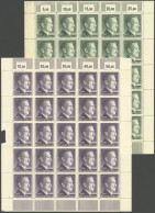 Dt. Reich 799/800A , 1942, 1 Und 2 M. Hitler, Gezähnt A, Je Im Postfrischen Bogen (25), Marken Alle Pracht, Mi. 225.- - Autres & Non Classés