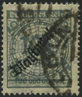 DIENSTMARKEN D 82 O, 1923, 100 Mio. M. Dunkelgrüngrau, Pracht, Gepr. Dr. Oechsner, Mi. 200.- - Servizio