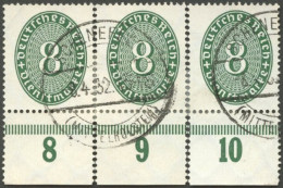 DIENSTMARKEN D 116b O, 1927, 8 Pf. Dunkelopalgrün, 3 Werte Mit Unterrand, Pracht, Mi. (105.-) - Servizio