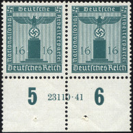 DIENSTMARKEN D 162HAN , 1942, 16 Pf. Grünblau Im Unterrandpaar Mit HAN 23110.41, Pracht, Gepr. Schlegel, Mi. 200.- - Officials