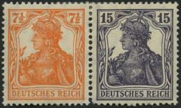 ZUSAMMENDRUCKE W 11ba , 1917, Germania 71/2 + 15, Falzrest, Feinst, Mi. 230.- - Zusammendrucke