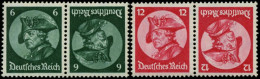 ZUSAMMENDRUCKE K 17/8 , 1933, Fridericus 6 + 6 Und 12 + 12, Beide Kehrdrucke, Pracht, Mi. 80.- - Zusammendrucke