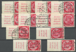 ZUSAMMENDRUCKE S 102,W 45 O, 1933, Fridericus A4 + 12, Senkrecht (3x) Und Waagerecht 9x, Meist Pracht, Mi. 225.- - Se-Tenant