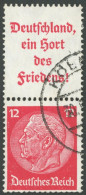 ZUSAMMENDRUCKE S 143PF1 O, 1936, Hindenburg A10 + 12 Mit Plattenfehler Dicker Fuß Des F (Feld 70), Heftchenzähnung, Prac - Zusammendrucke