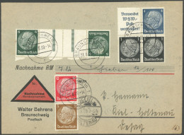 ZUSAMMENDRUCKE KZ 22.4 BRIEF, 1939, Hindenburg 6 + Z + Z + 6, StrL Verkürzt, Mit Zusammendruck-Zusatzfrankatur Auf Nachn - Zusammendrucke