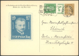 GANZSACHEN Privatpost: 1928, 3 Pf. Goethe Philipp Kosack, Ganzsachenkarte Geschrieben Von Hans Von Rudolphi (Mitarbeiter - Other & Unclassified