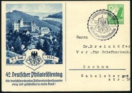 GANZSACHEN PP 142C3/01/02/04 BRIEF, Privatpost: 1936, 42. Philatelistentag - Burg Lauenstein, In Blau, Braun Und Rotbrau - Otros & Sin Clasificación
