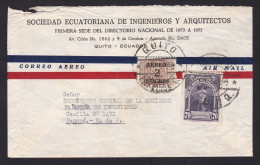 Ecuador: Airmail Cover To Panama, 1954, 2 Stamps, Value Overprint, Cancel Received In This Condition (minor Damage) - Ecuador