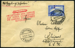 ZEPPELINPOST 100Ba BRIEF, 1930, Sachsenfahrt, Chemnitz-Fr`hafen, Auflieferung Chemnitz, Frankiert Mit 2 RM Südamerikafah - Zeppeline