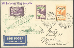 ZEPPELINPOST 103c BRIEF, 1931, Ungarnfahrt, Ungarische Post, Rückfahrt, Mit Beiden Zeppelinmarken, Prachtbrief - Luft- Und Zeppelinpost